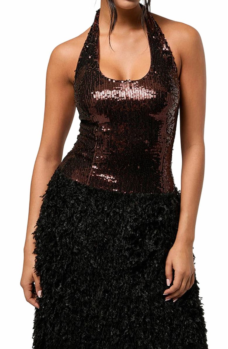 WeWoreWhat Halter Midi Dress, Alternate, color, 