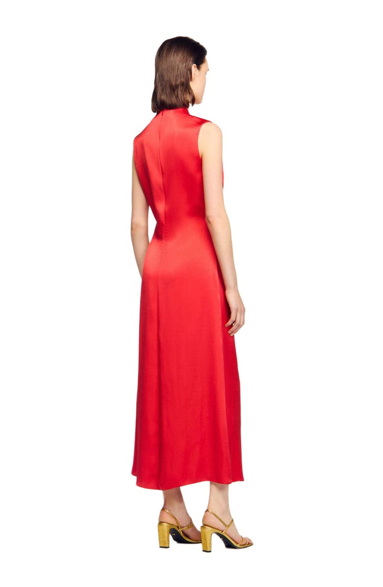 SANDRO Draped satin-effect dress, Alternate, color, Red
