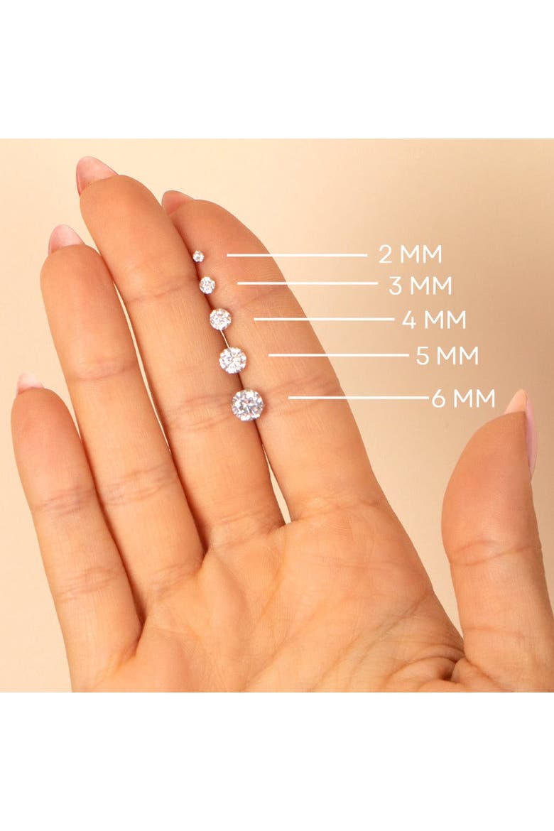 Lab Grown Diamond Four Prong Solitaire Stud Earring 14K, Alternate, color, 14K White Gold - 5 MM