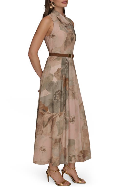 Donna Karan Floral Georgette Maxi Dress In Brown