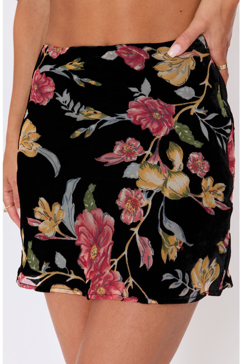 Isabelle Floral Print Miniskirt, Alternate, color, BLACK MULTI