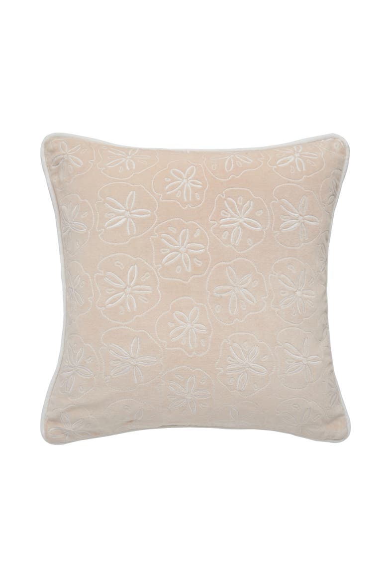 Sand Dollar Velvet Accent Pillow Decor, Main, color, Beige
