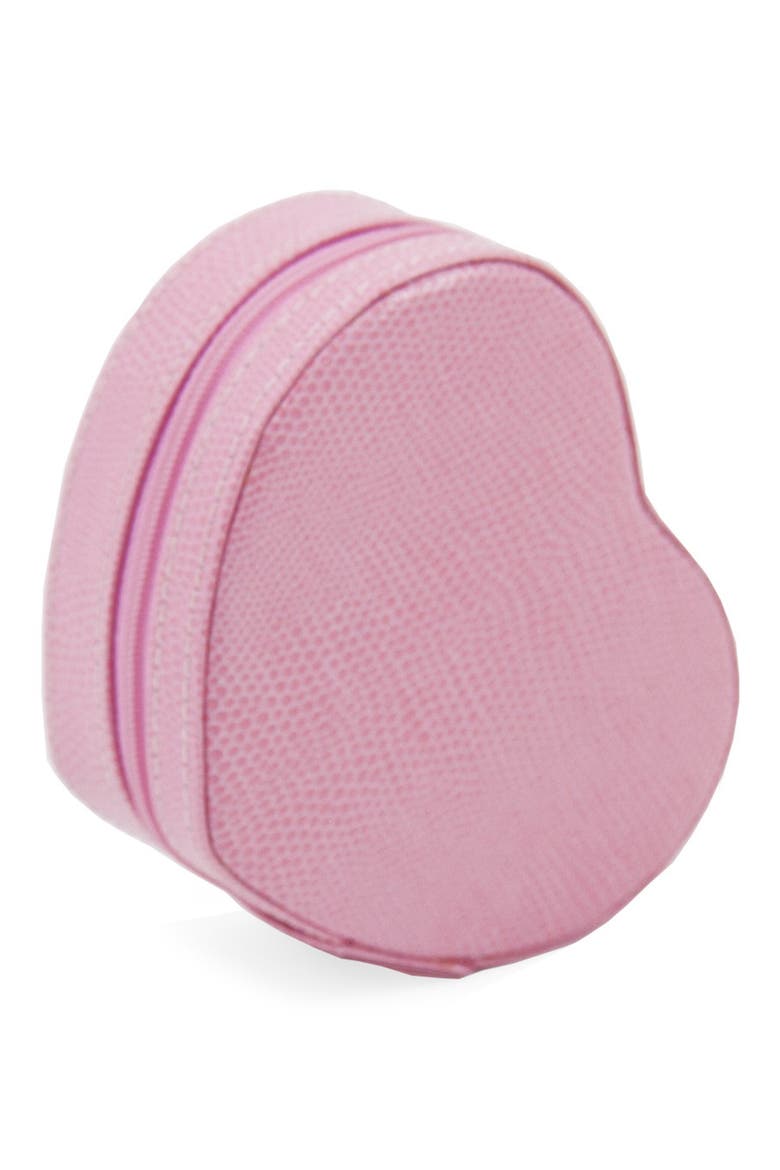 Heart Shaped Leather Jewelry Case, Main, color, PINK