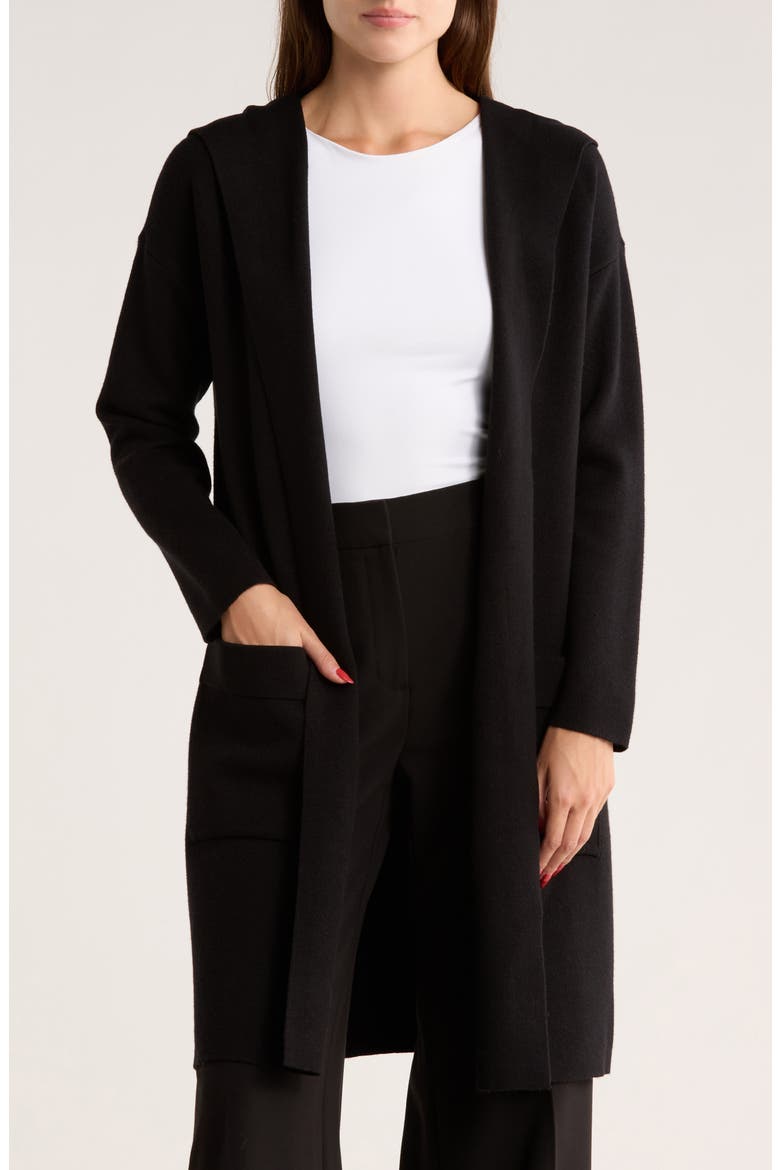 Andrea Hooded Long Cardigan, Main, color, BLACK