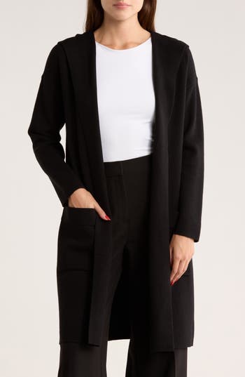 By Design Andrea Hooded Long Cardigan In Black