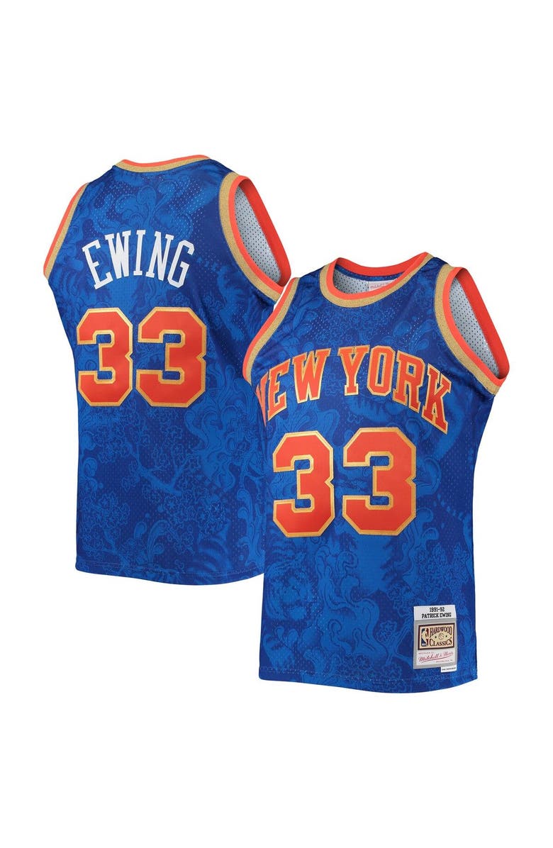 Mitchell & Ness Men's Mitchell & Ness Patrick Ewing Blue New York Knicks Hardwood Classics 1991-92 Lunar New Year Swingman Jersey, Alternate, color, 