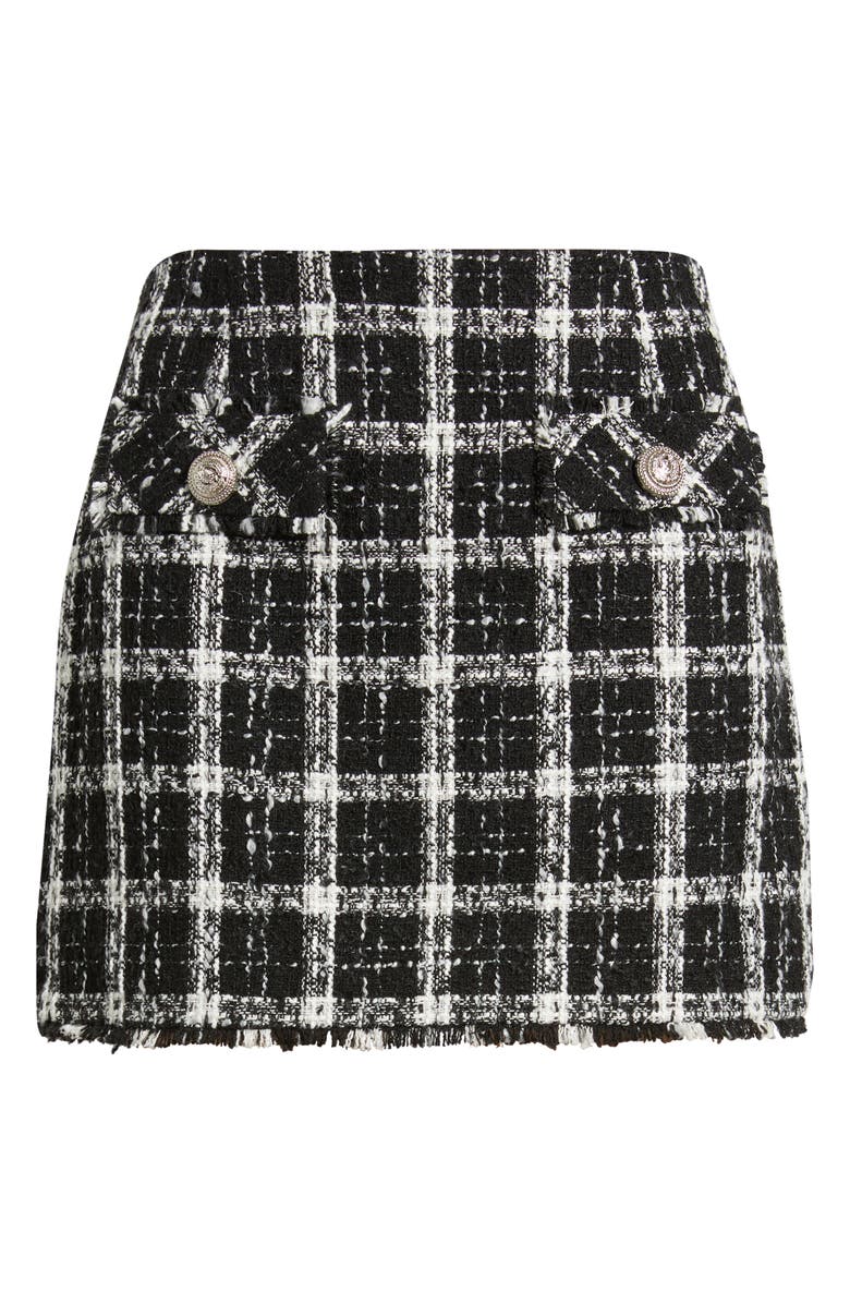French Connection Windowpane Tweed Miniskirt, Alternate, color, Black-White