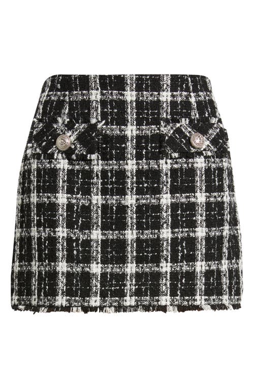 French Connection Windowpane Tweed Mini Skirt In Black