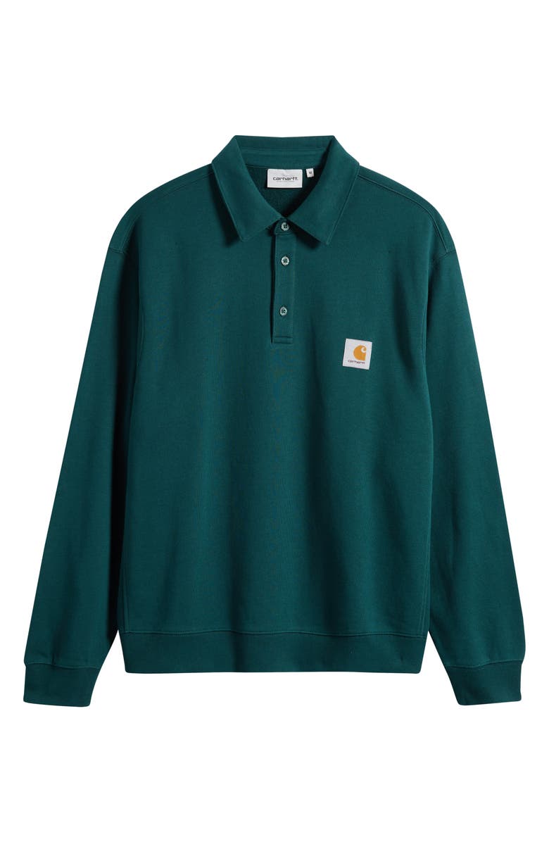 Carhartt Work In Progress French Terry Polo Sweatshirt, Alternate, color, Dark Fir