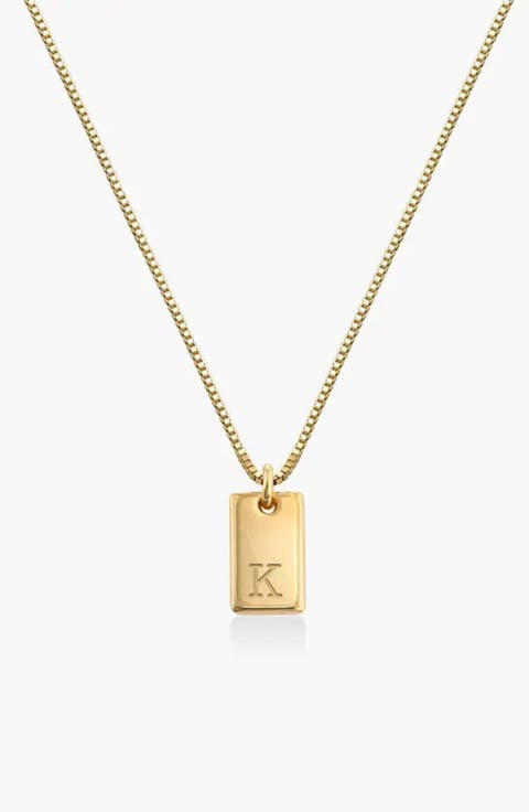 Willow Initial Tag Necklace - 18K Gold Plated Silver