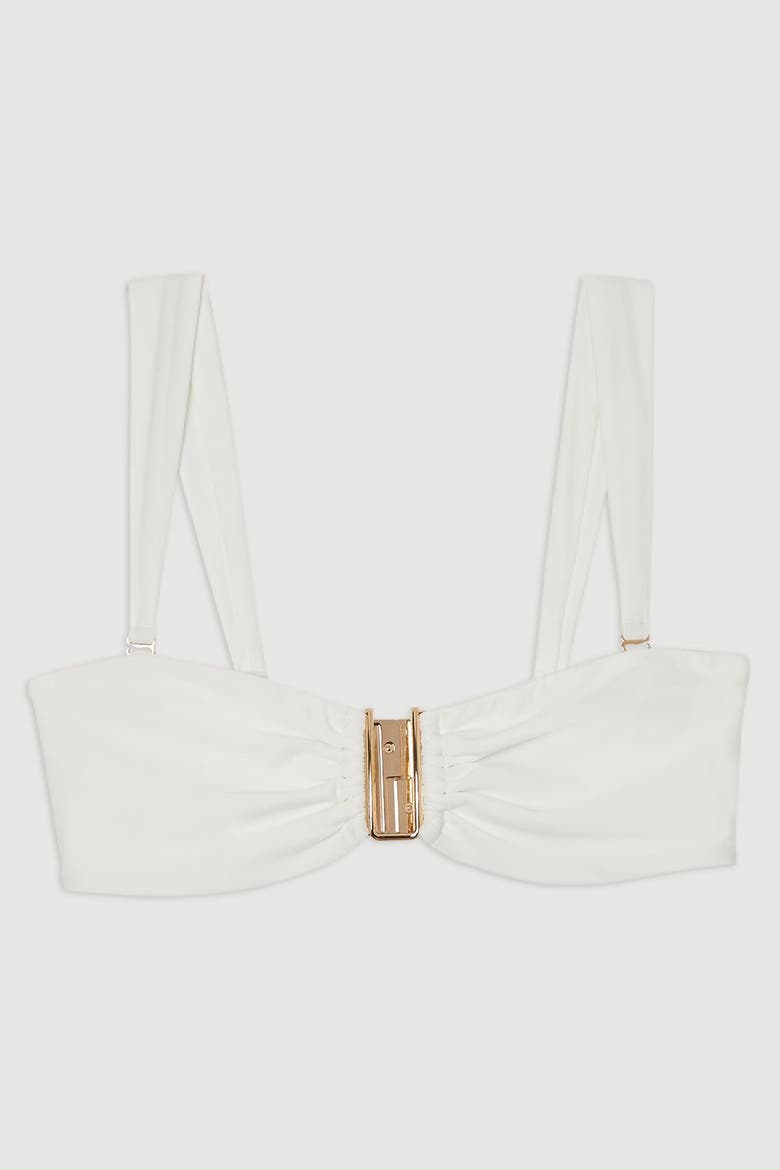 Detachable Strap Gold Trim Bikini Top, Alternate, color, White