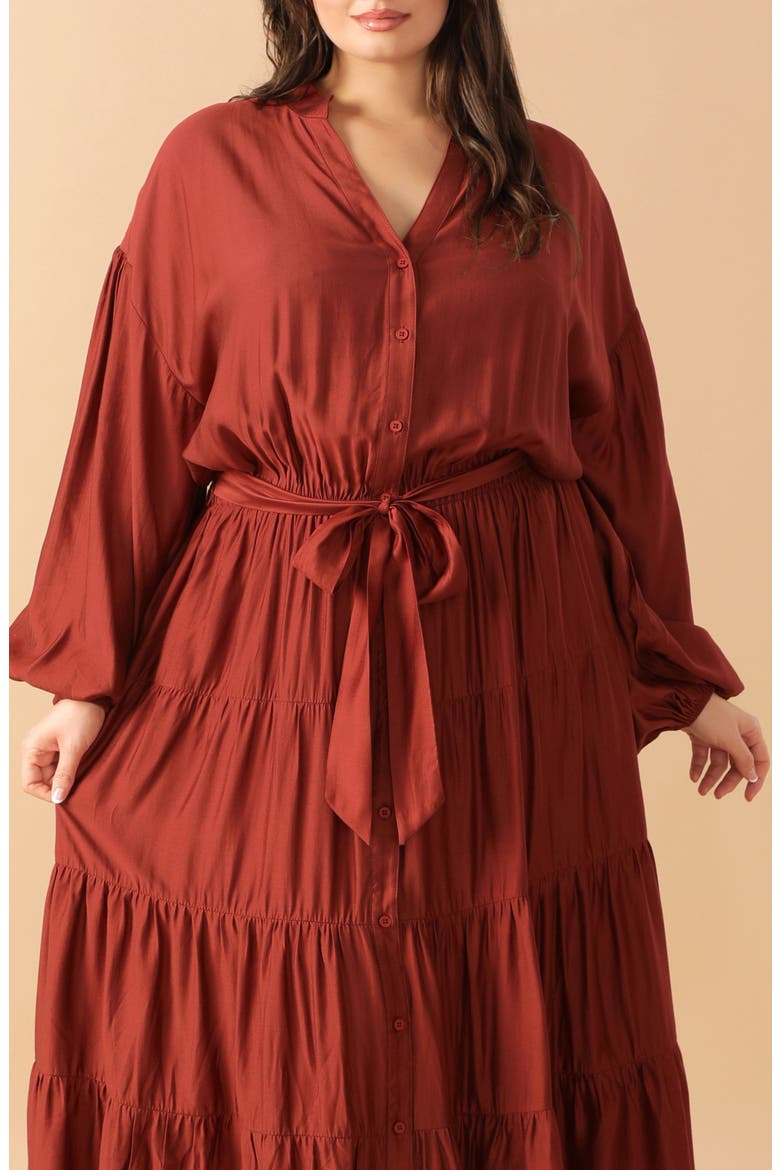Long Sleeve Maxi Dress, Alternate, color, BRICK