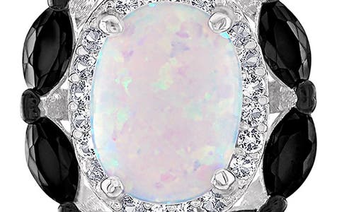 Fzn Opal, Lab Created White Sapphire & Onyx Stud Earrings In White