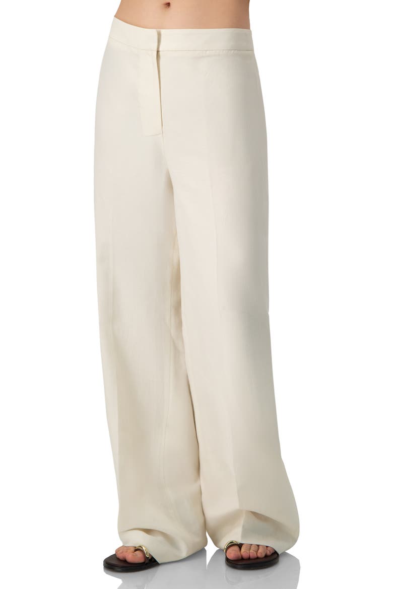 Linen Straight-Leg Pants, Alternate, color, Ivory