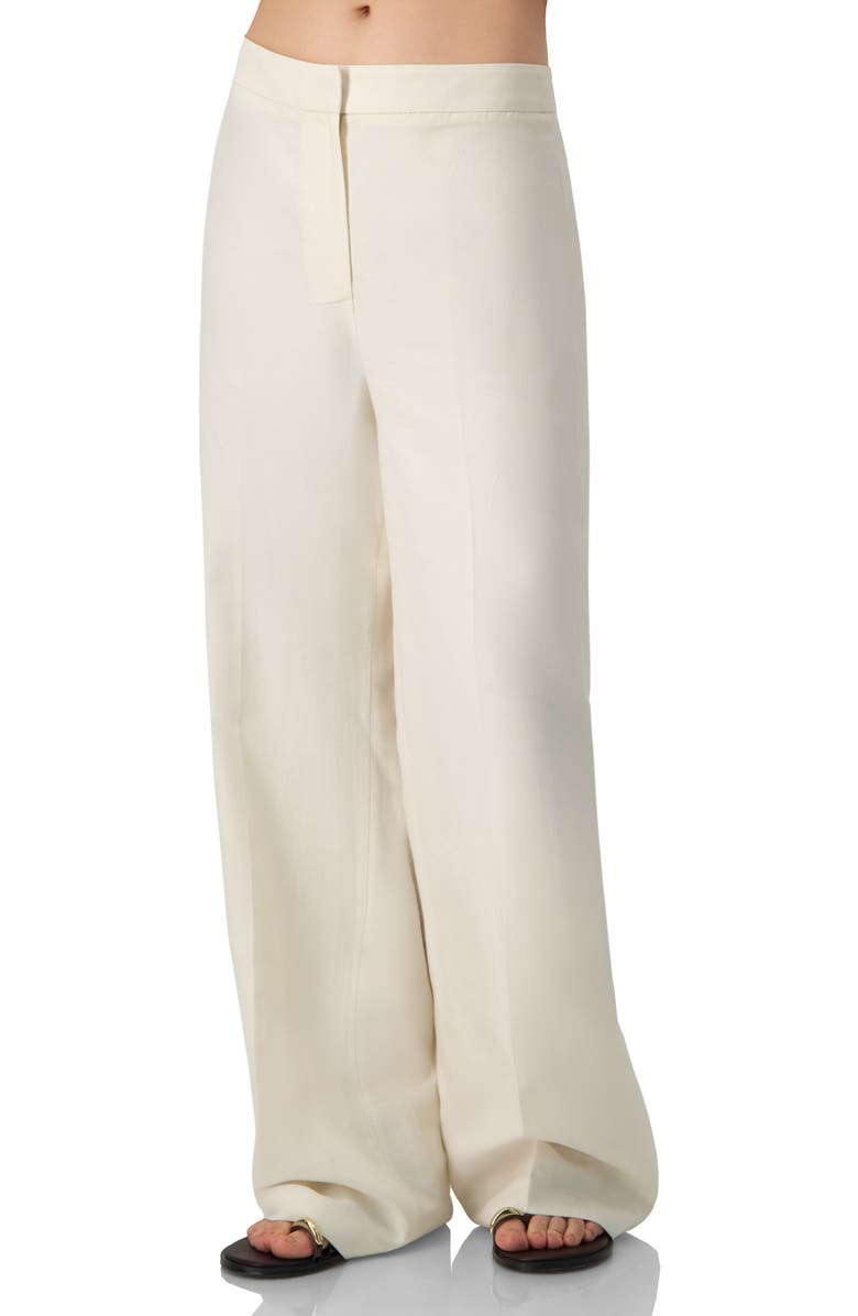 IVONNE Linen Straight-Leg Pants, Alternate, color, Ivory