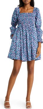 Lilly Pulitzer® Beyonca Spot Print Smocked Cotton Babydoll Dress