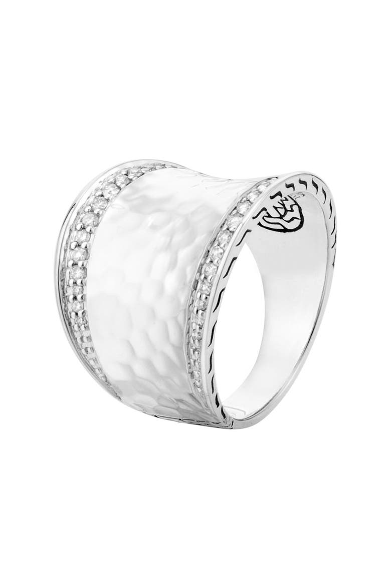 Small Palu Sterling Silver Saddle Ring with Diamonds, Main, color, SILVER