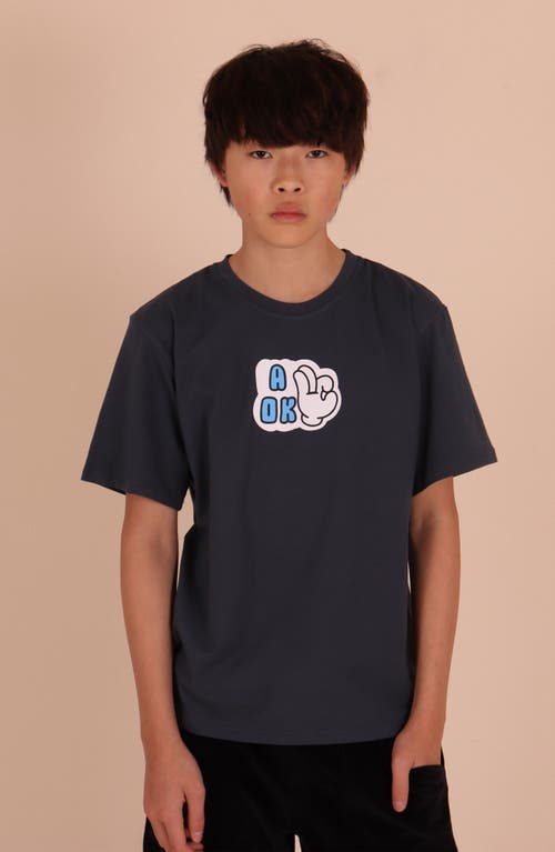 Tiny Tribe Kids' A-ok Graphic T-shirt In Blue