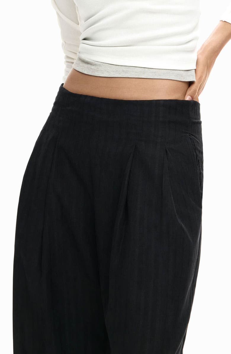 Desigual Pleat Front Wide Leg Pants, Alternate, color, Black
