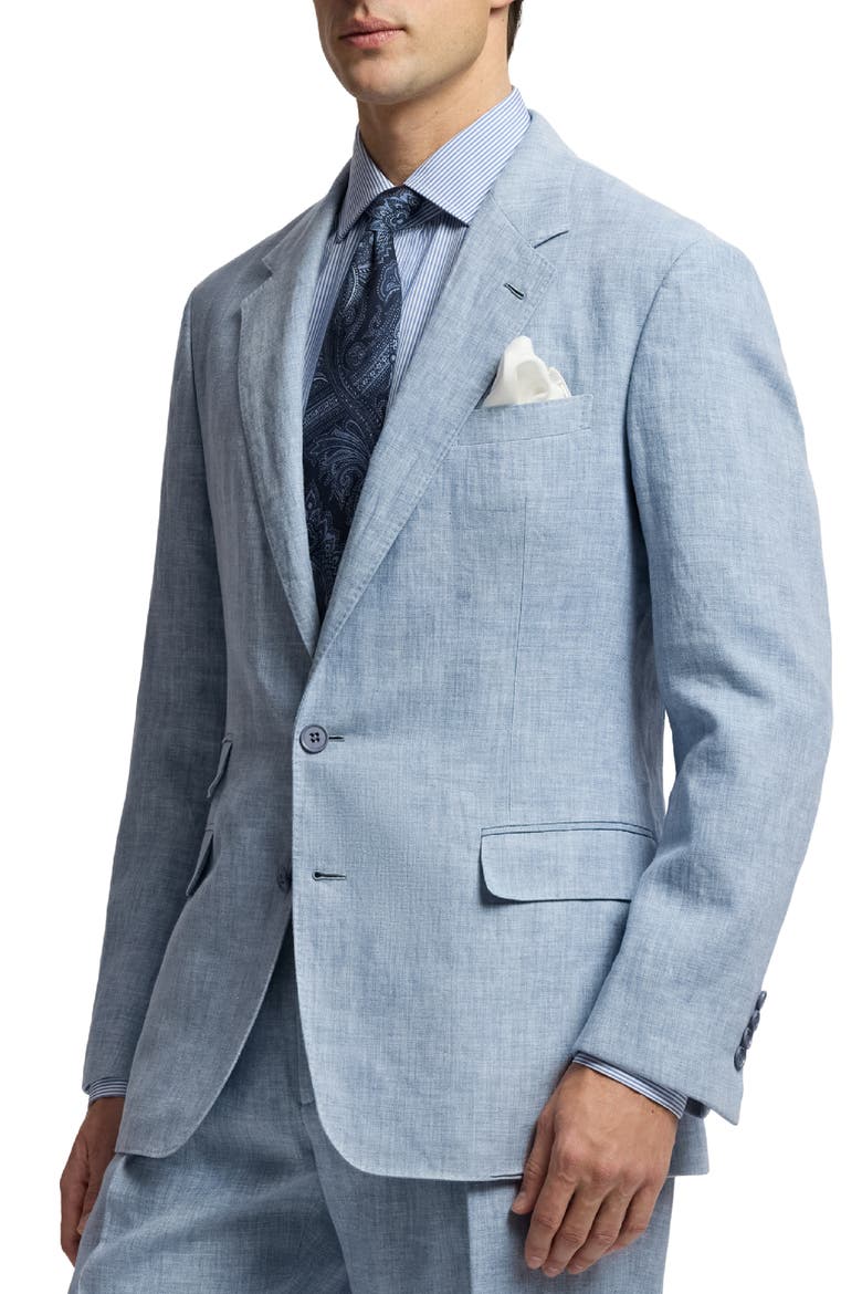 Glen Hand-Tailored Délavé Linen Blend Sport Coat, Alternate, color, BLUE