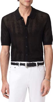 John Varvatos Ginsberg Herringbone Cotton Blend Sweater