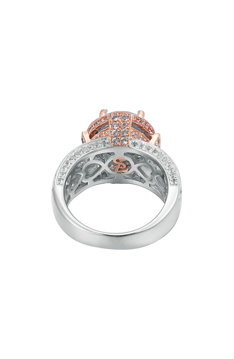 SUZY LEVIAN Two-Tone Semiprecious Stone & White Topaz Halo Ring, Alternate, color, Blue