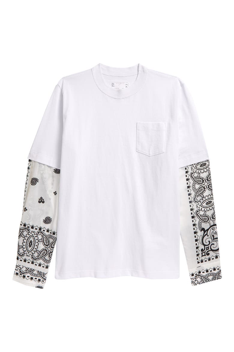 Men's Archive Print Mixed Media Layered T-Shirt, Main, color, WHITE