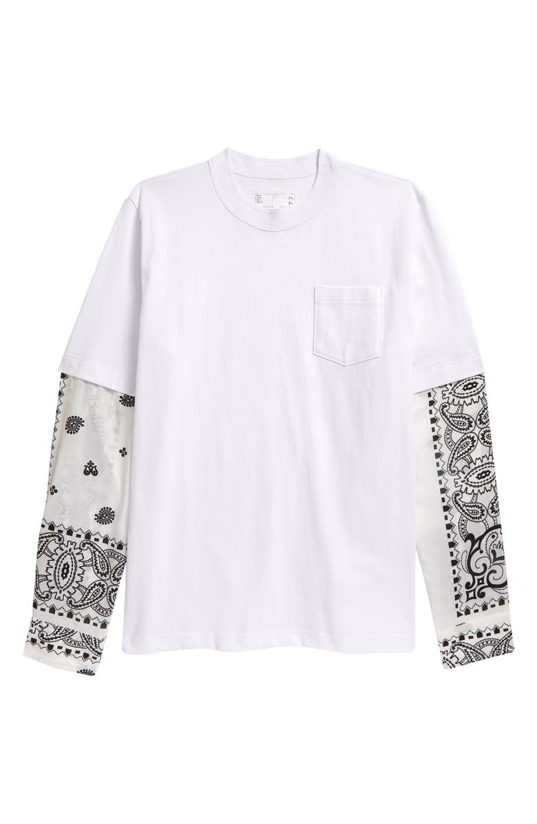 Sacai Men's Archive Print Mixed Media Layered T-Shirt, Main, color, 