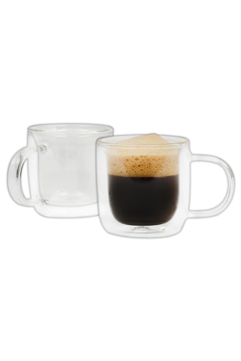 Salon Espresso 2 piece 3 Ounce Double Wall Insulated Glass Mug Set, Main, color, Clear