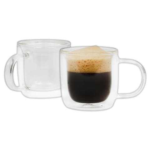 Salon Espresso 2 piece 3 Ounce Double Wall Insulated Glass Mug Set