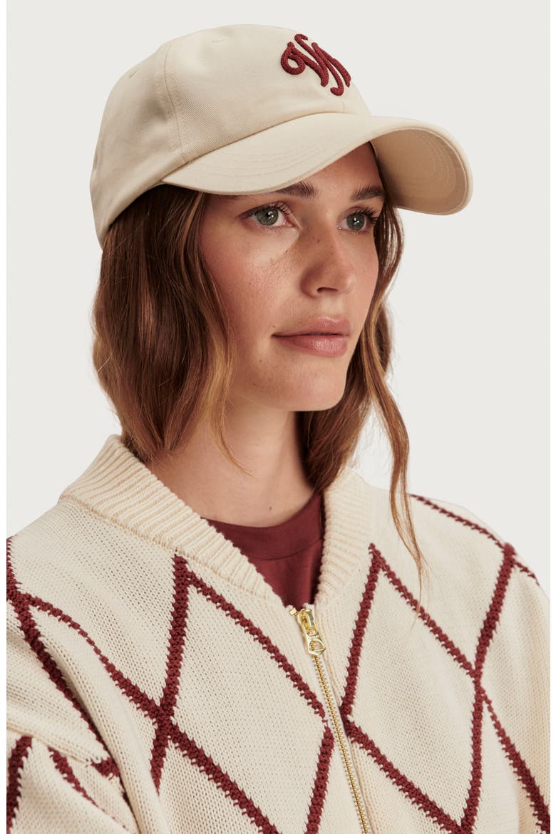 Nile Cotton Bomber Cardigan, Alternate, color, IVORY / PORT