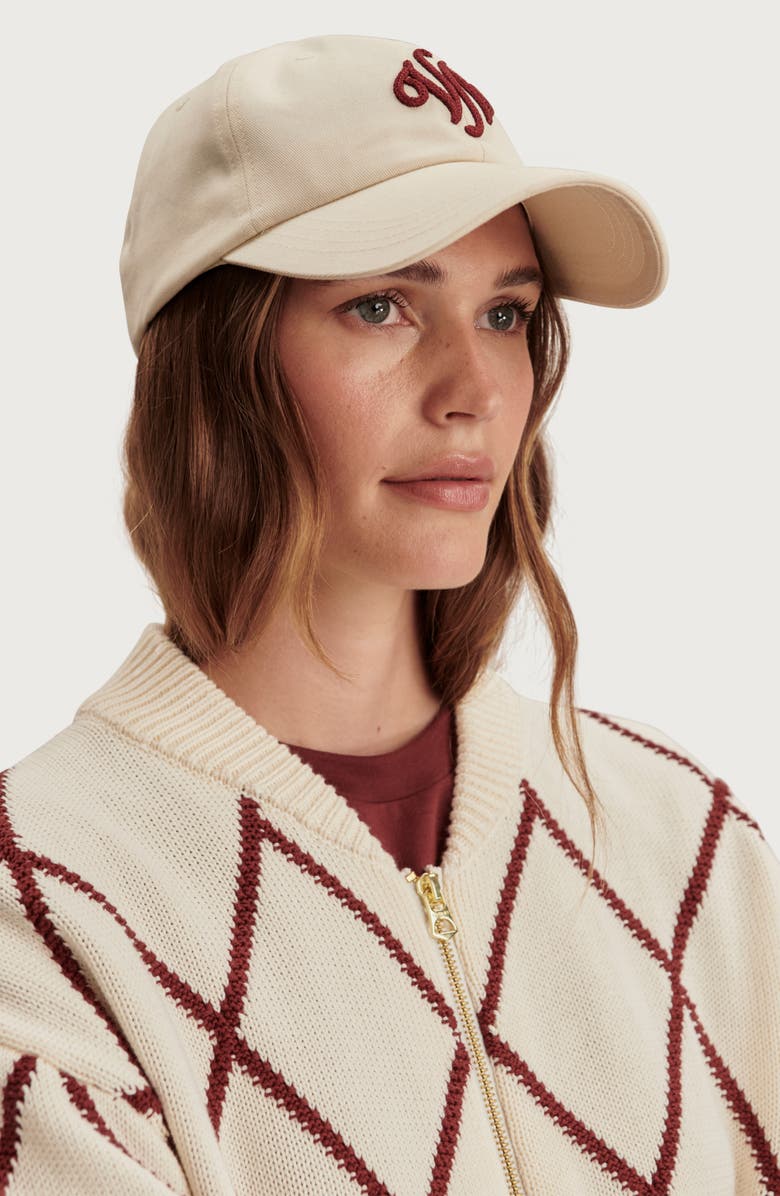 Varley Nile Cotton Bomber Cardigan, Alternate, color, Ivory / Port