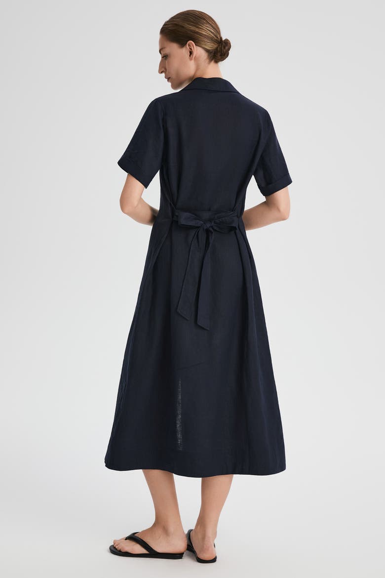 Classic Linen Maxi Dress, Alternate, color, Navy