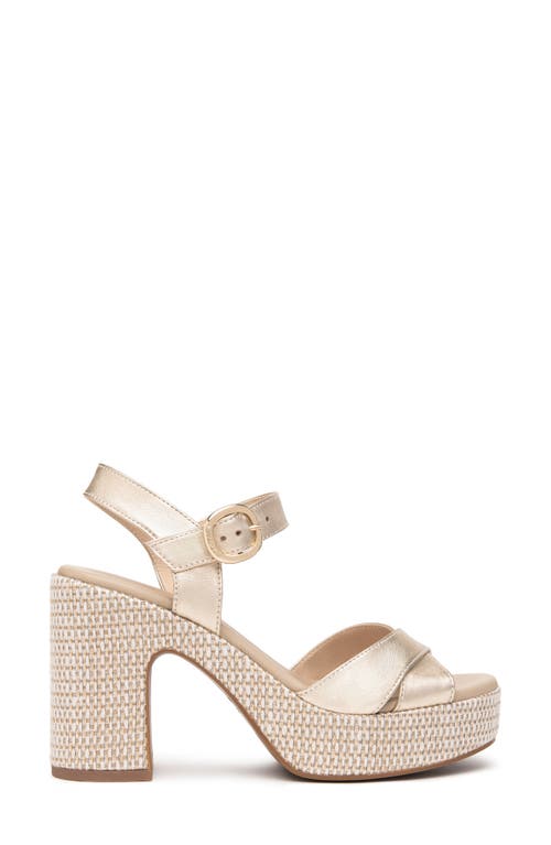 Nerogiardini Metallic Leather Criss-cross Strap Woven Platform Sandals In Gold
