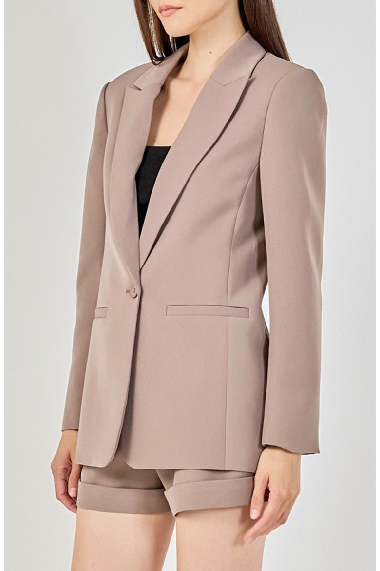 Tailored Single Button Blazer, Alternate, color, CINDER