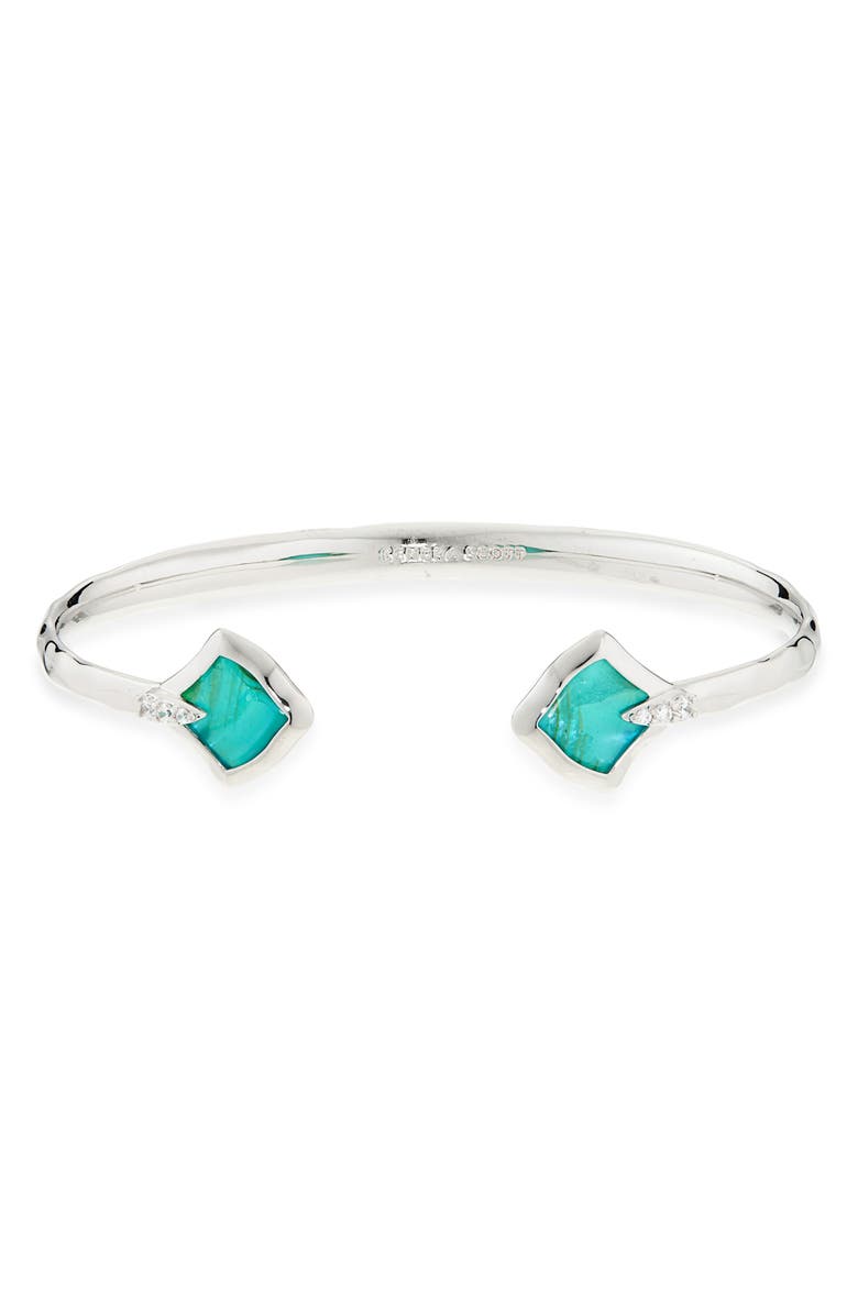 Kendra Scott Joelle Cuff Bracelet, Main, color, Silver Bright Aqua Illusion