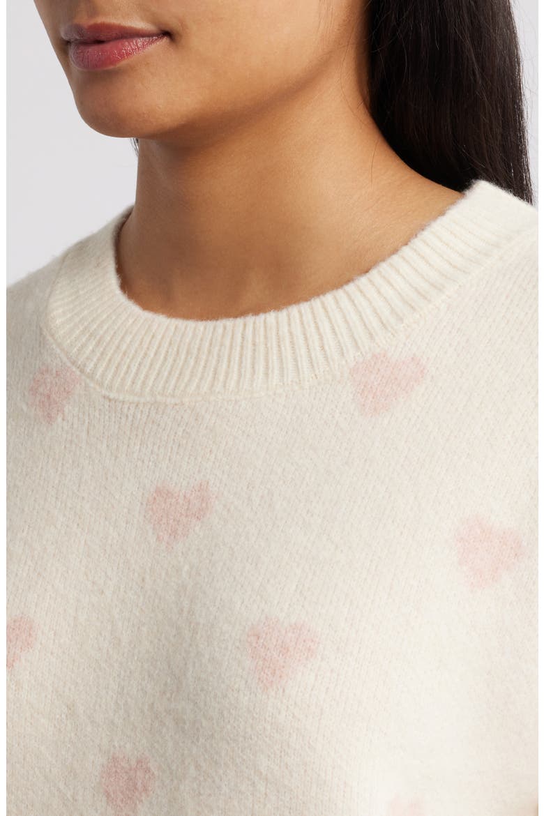 Hearts Jacquard Sweater, Alternate, color, IVORY/ PINK