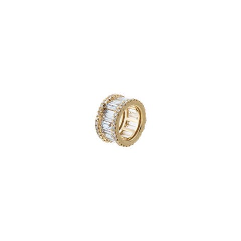 Diamond Pave X Baguette Rondelle Charm 14K