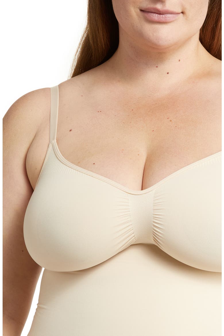 Seamless Sculpt Mid Thigh Bodysuit, Alternate, color, SAND