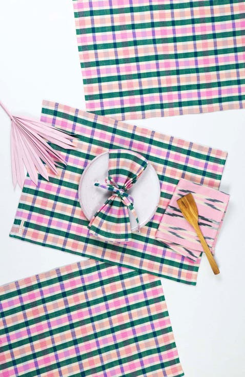 Handwoven Classic Plaid Cotton Placemats, Set of 4