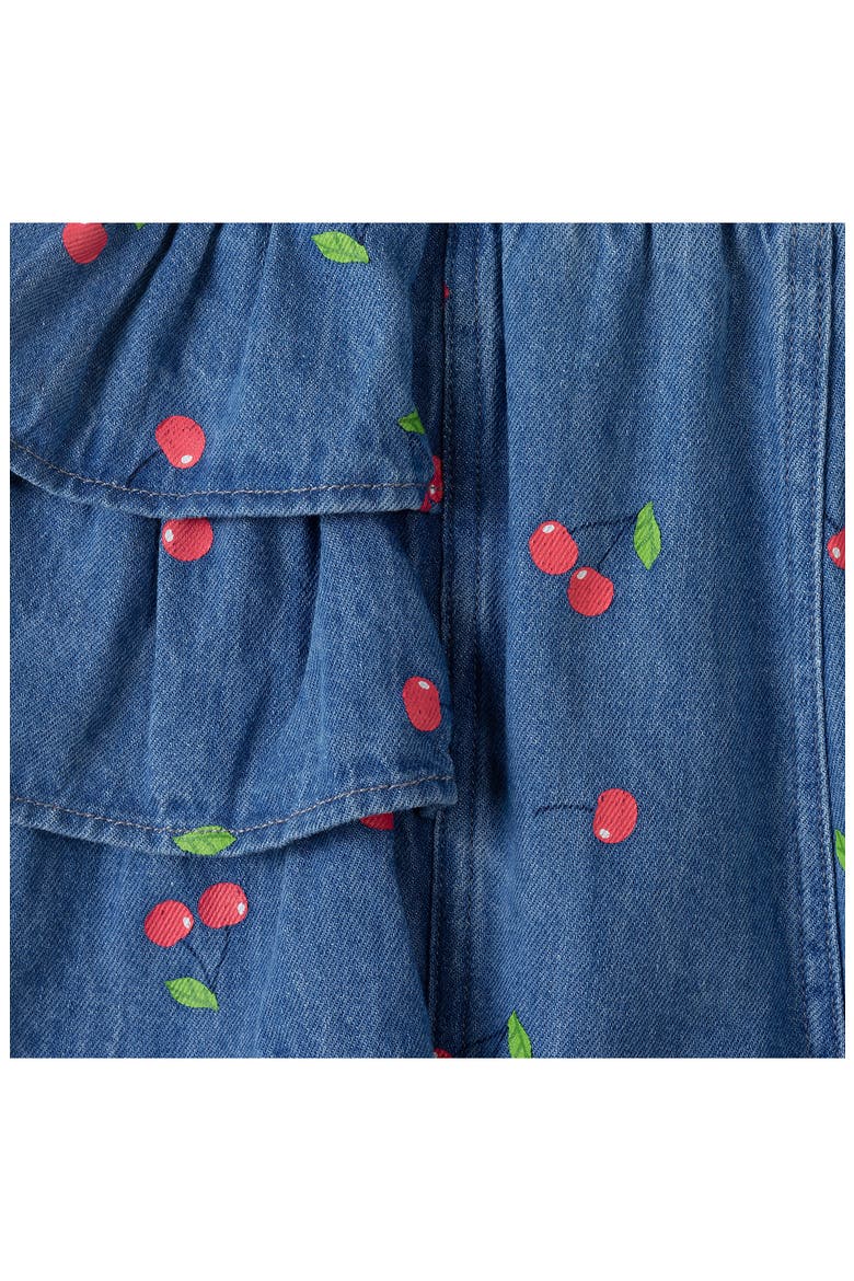 Kids' Printed Ruffle Denim Shorts, Alternate, color, NAVY CHERRY