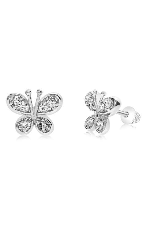 Kids' Butterfly Crystal Stud Earrings