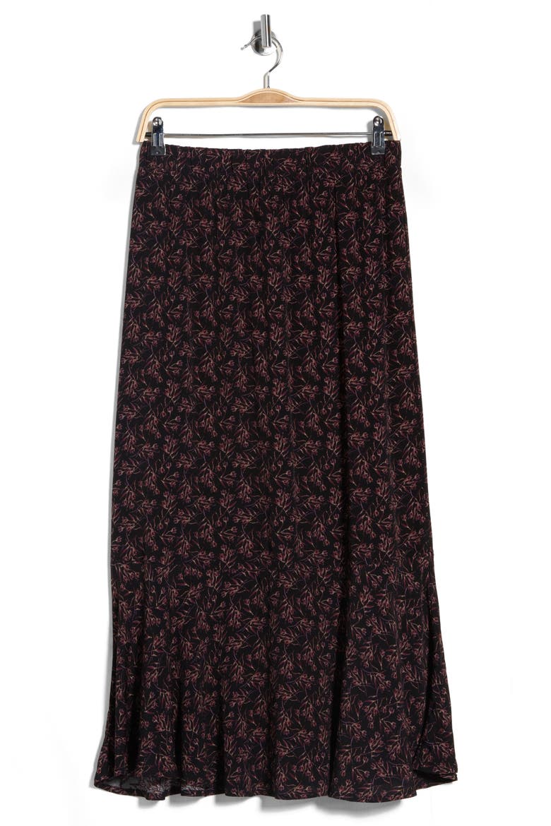 Floral Midi Skirt, Alternate, color, BLACK- BURGUNDY LINA DITSY