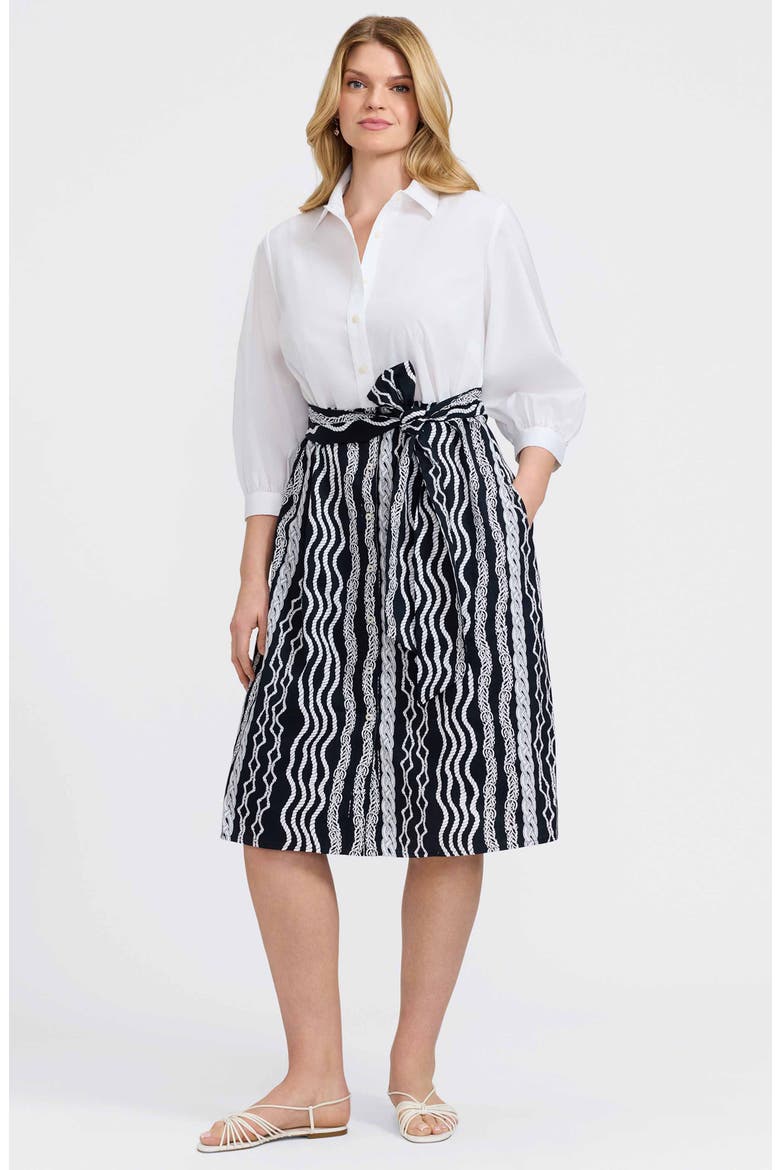 Esther Belted Braid Print Shirtdress, Alternate, color, WHITE/ BLACK