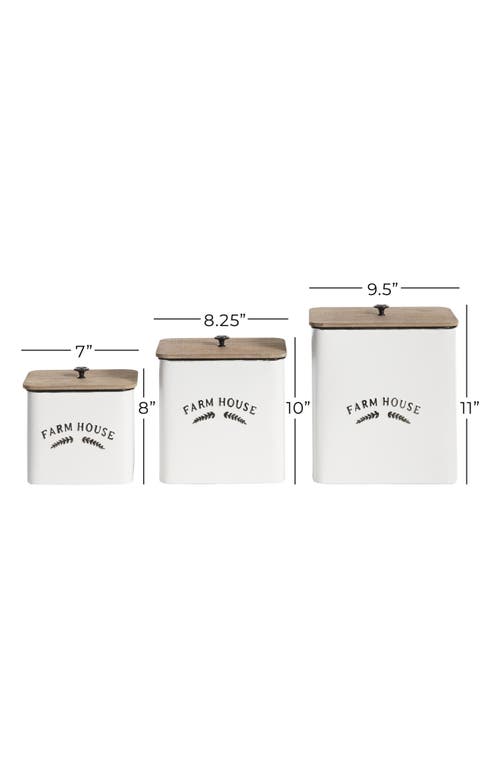 Uma Farmhouse Set Of 3 Metal Canisters In White