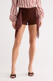 Longchamp Fringed Lambskin Leather Shorts