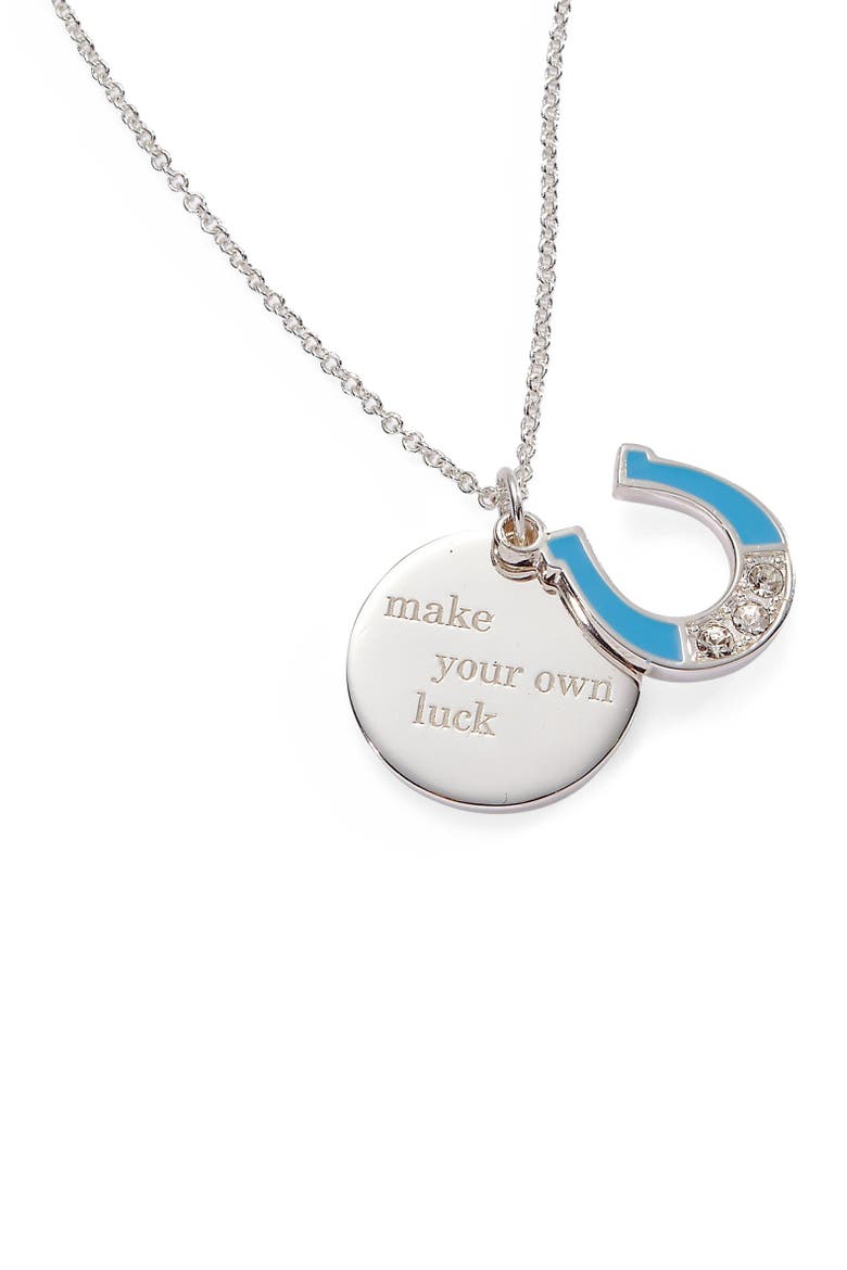 Make Your Own Luck Duo Charm Pendant Necklace, Alternate, color, Silver