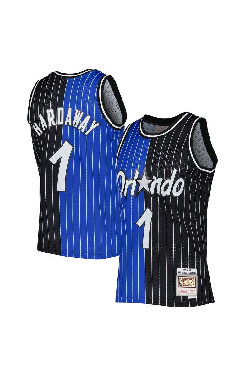 Mitchell & Ness Men's Mitchell & Ness Penny Hardaway Blue/Black Orlando Magic Hardwood Classics 1994/95 Split Swingman Jersey, Main, color, Blue