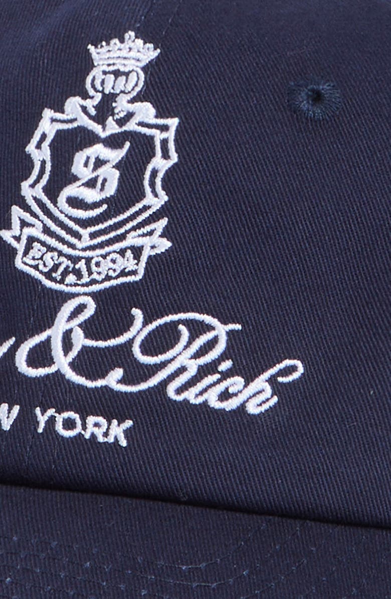 Sporty & Rich Vendome Embroidered Cotton Twill Baseball Cap, Alternate, color,