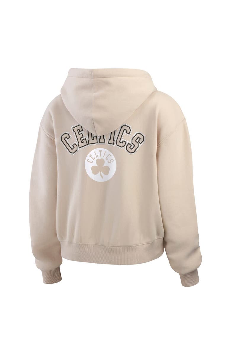 WEAR by Erin Andrews Women's WEAR by Erin Andrews Cream Boston Celtics Plus Size Tonal Felt Patch Full-Zip Hoodie, Alternate, color, Cream